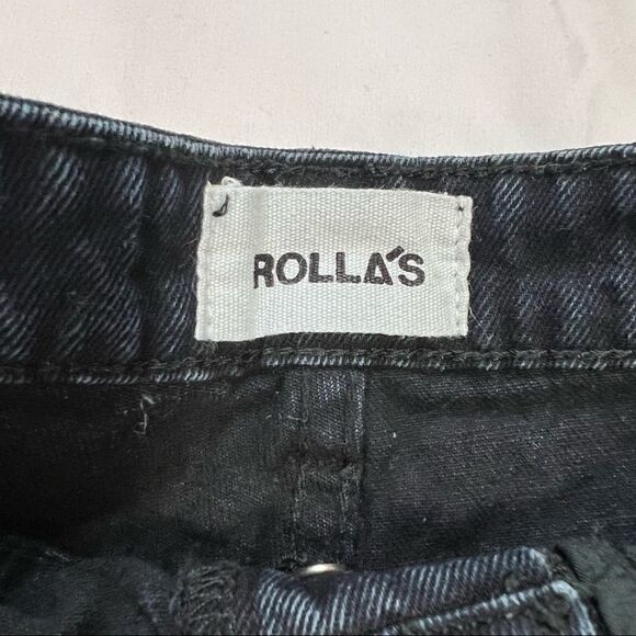Rolla's High Waist/Rise Black Button Fly Dusters Slim Cotton Shorts 23 - Picture 2 of 7